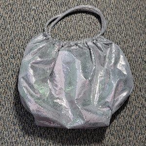 Silver Metallic Satchel Bag EUC Silver Snakeskin Print